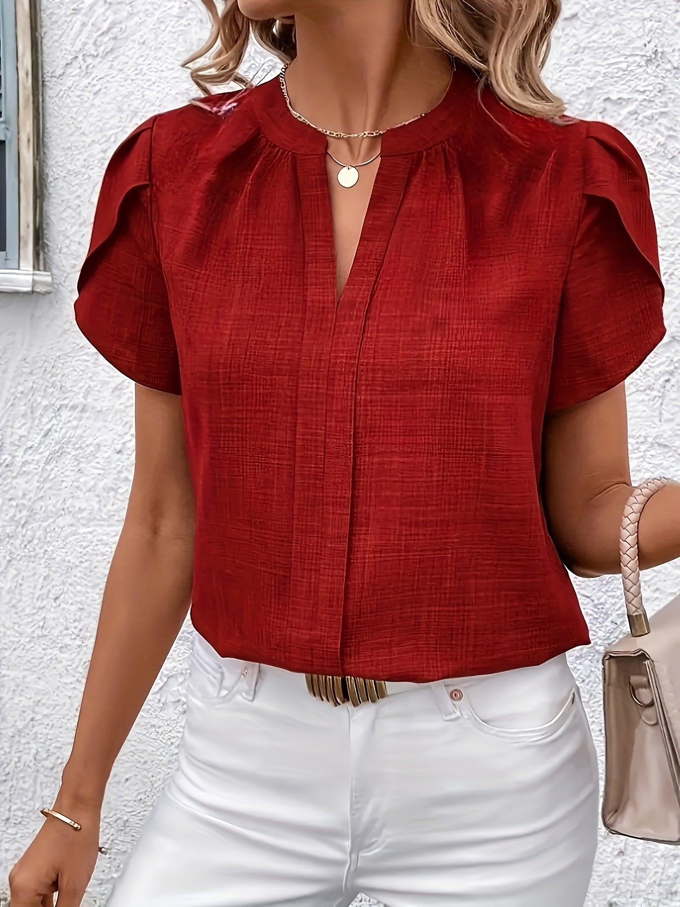 Delilah | Petal Sleeve V-Neck Blouse