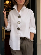 Rosalind | Statement Button Stand Collar Blouse