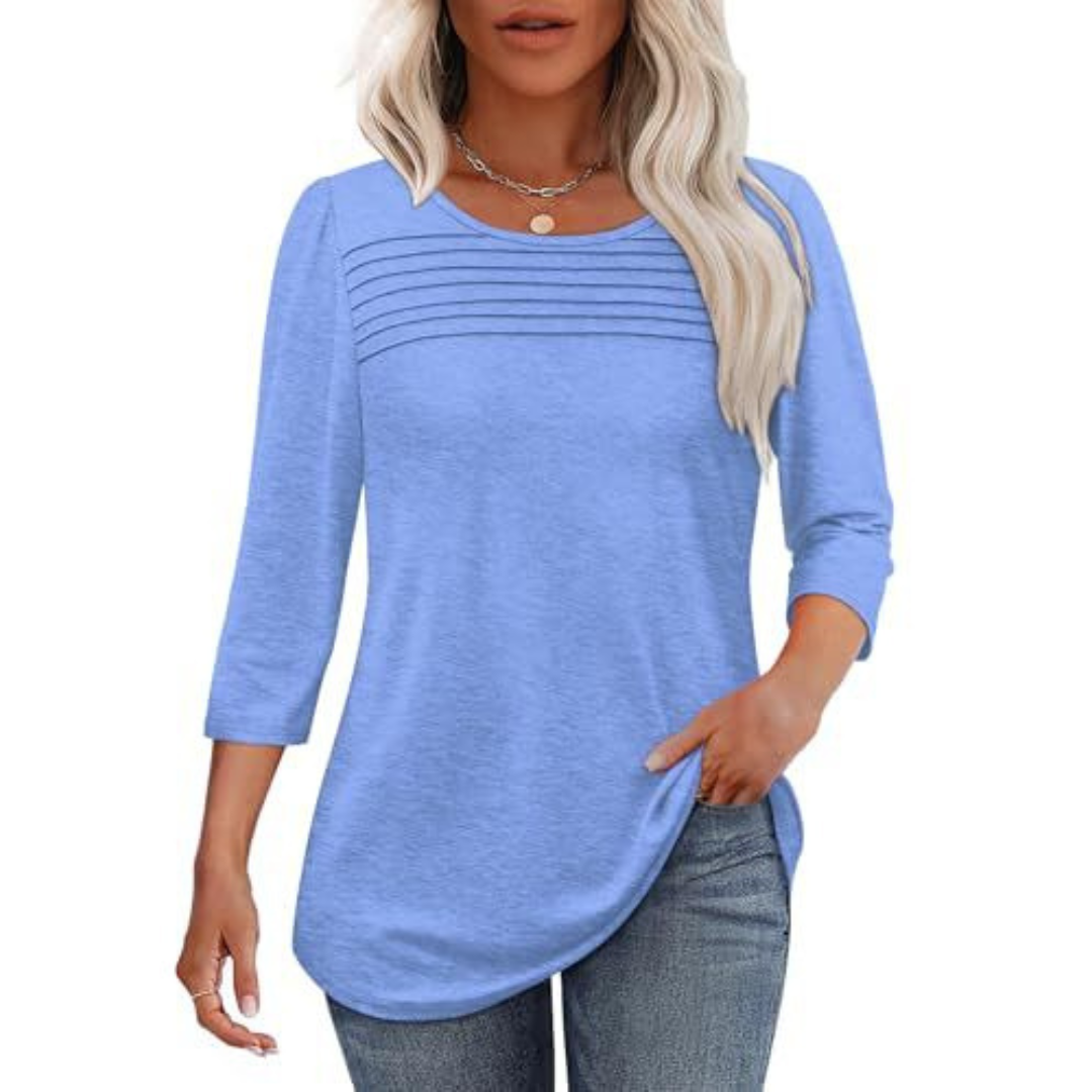 TESSARA™ – Casual Pleated Front Spring Top