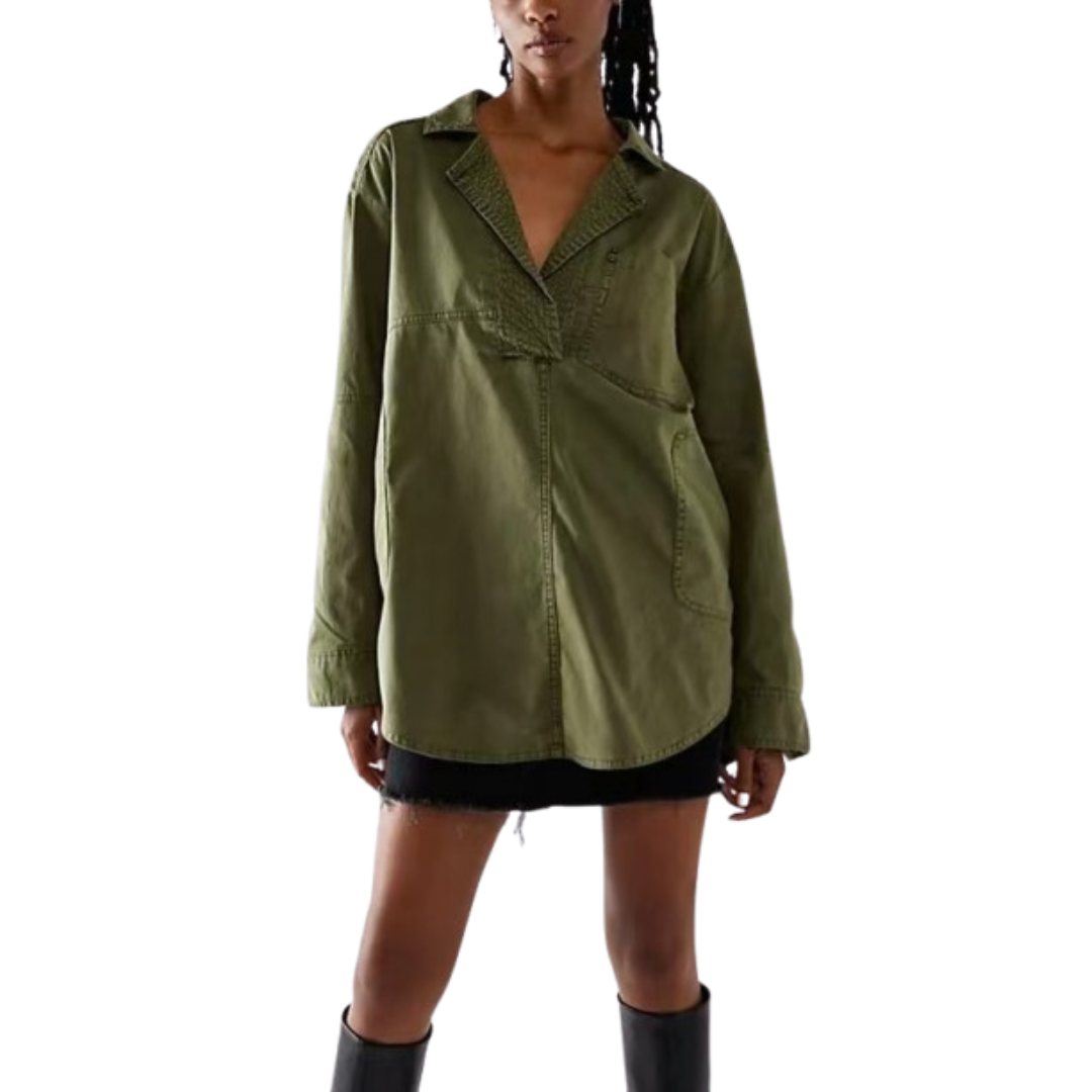 NISHA™ - Chic V-Neck Loose Fit Long-sleeve Top