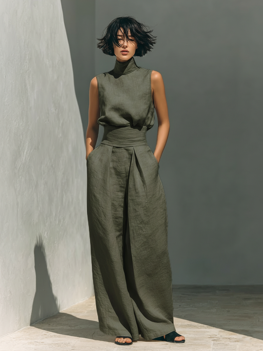 Carol | Minimalist Wide-Leg Trouser and Cami Set
