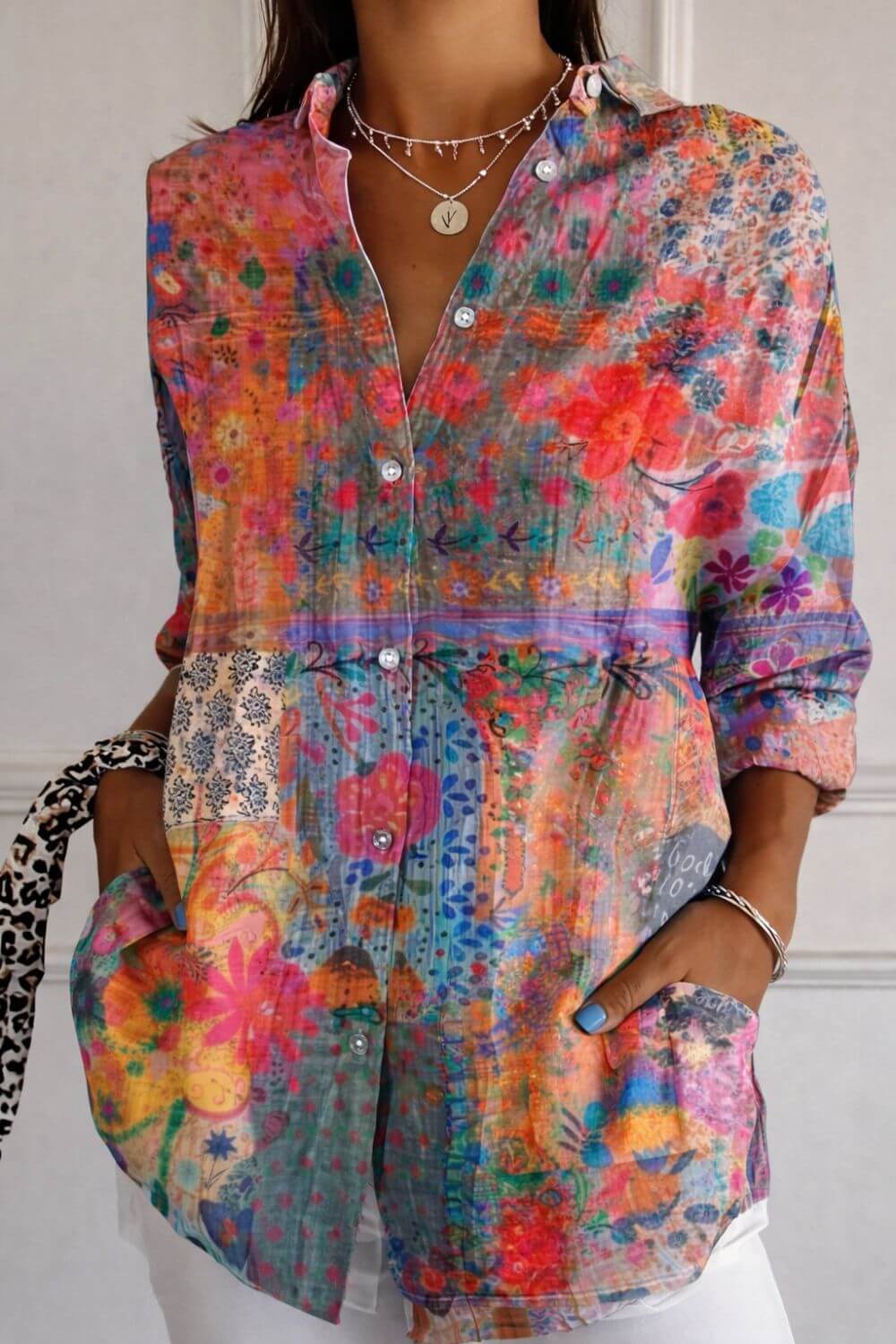Sylvia | Floral Print Blouse in Soft Colours