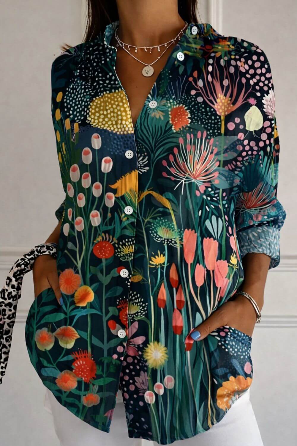 Sylvia | Floral Print Blouse in Soft Colours
