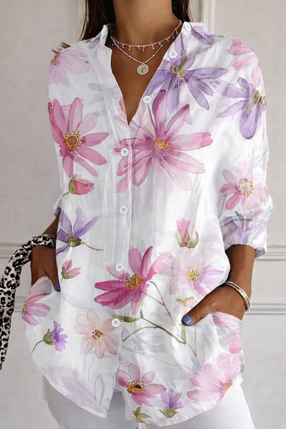 Sylvia | Floral Print Blouse in Soft Colours