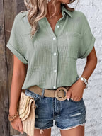 Emery | Textured Button-Up Summer Blouse