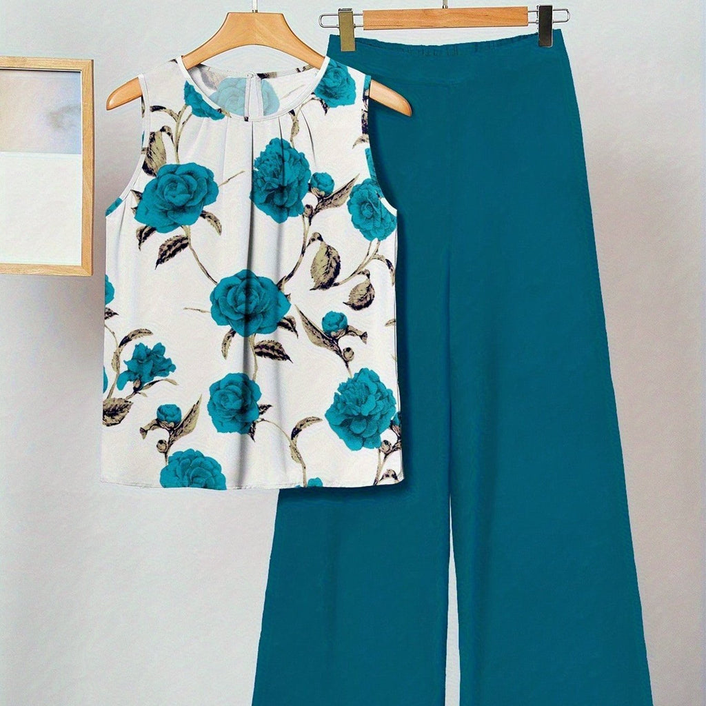 Alicia | Cyan Floral Two-Piece Set