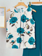 Alicia | Cyan Floral Two-Piece Set
